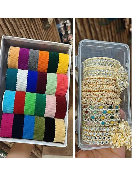 Kum Kum Velvet Zig Zag Bangles Combo Box 5